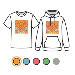 Clothing mockups on display